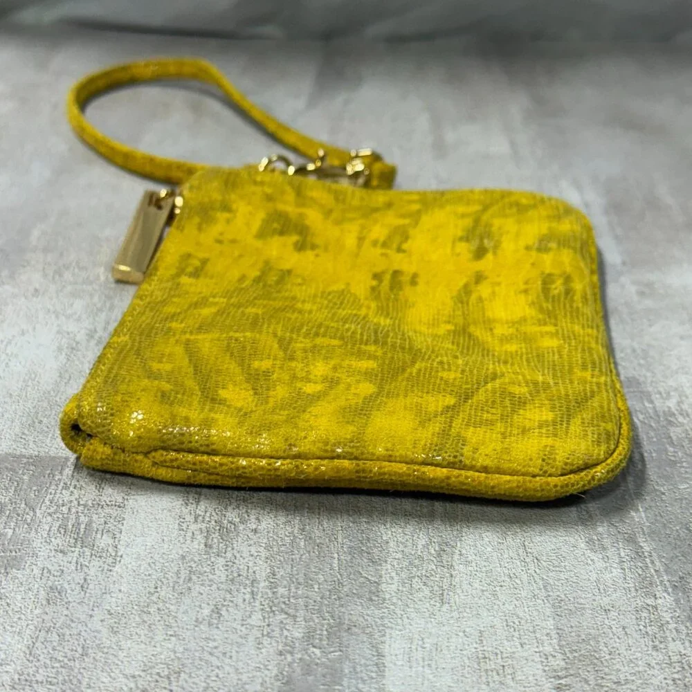 TORY BURCH Reva Croc Embossed Leather Wristlet Wallet - Yellow - Picture 4 of 9